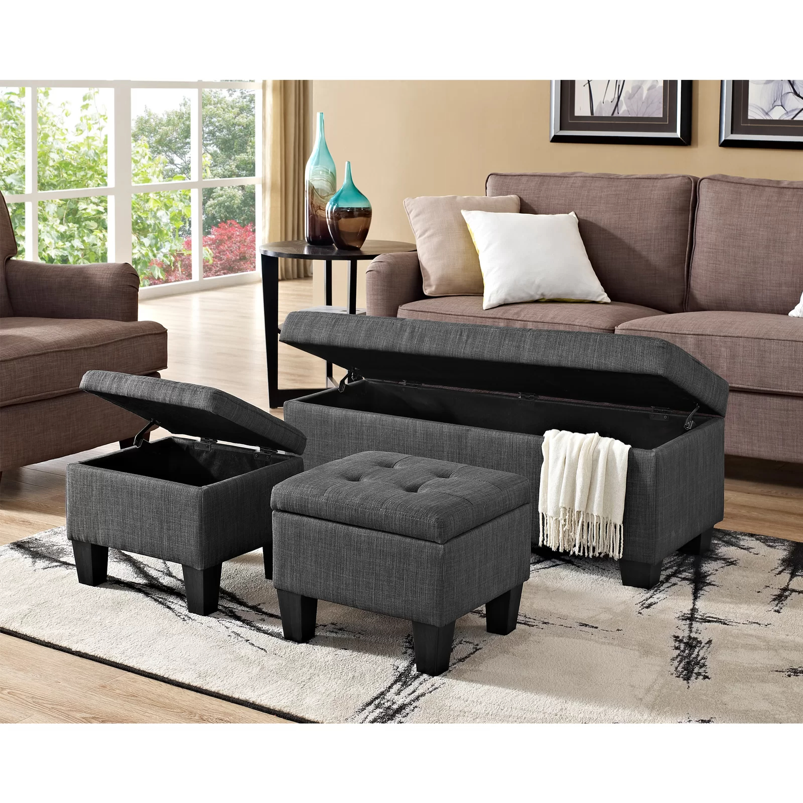 【Furniture】Edyth Upholstered Storage Ottoman