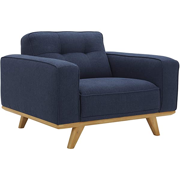 Amazon Brand – Rivet Bigelow Modern Oversized Leather Accent Chair with Wood Base, 44.1