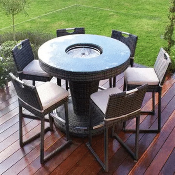 Bar aus Rattan mit 6 Plätzen und Eiskübel