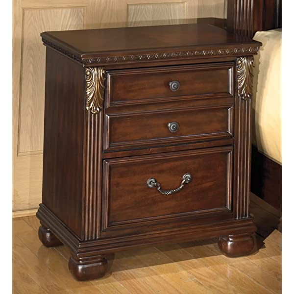 Signature Design by Ashley Leahlyn Traditional 2 Drawer Nightstand, Warm Brown, 25