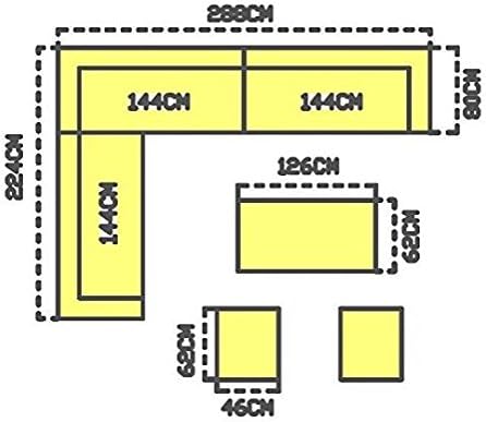 YAKOE 50020 Poppy Greenhouse Modular 9-Seater Rattan Corner Garden Sofa Furniture Set - Gray