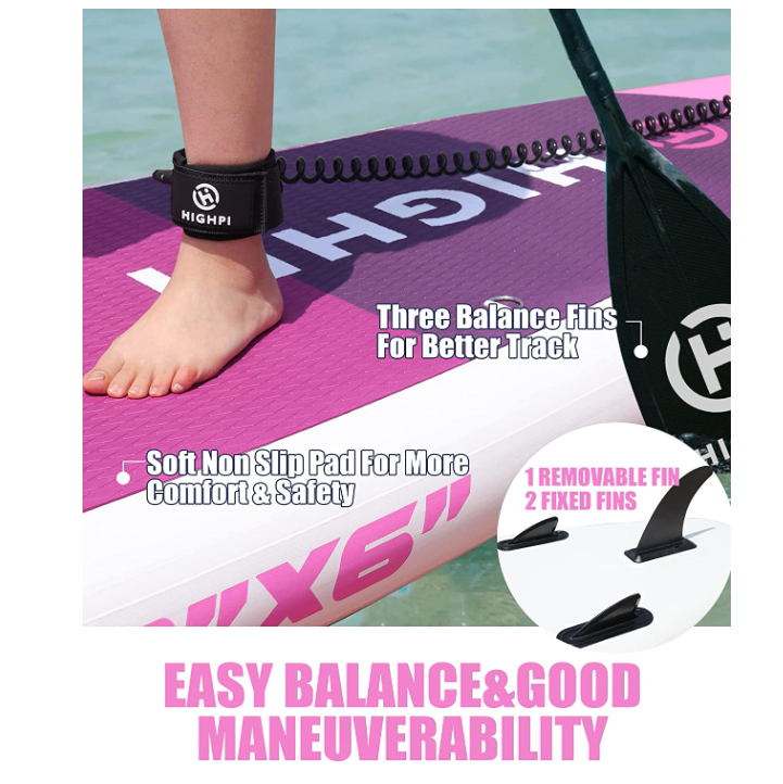 Highpi Inflatable Stand Up Paddle Board 10'6''/11' Premium SUP W Accessories & Backpack, Wide Stance, Surf Control, Non-Slip Deck, Leash, Paddle and Pump, Standing Boat for Youth & Adult