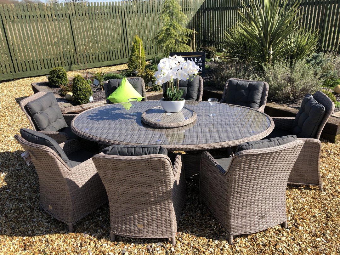 rattan premium oval dining set