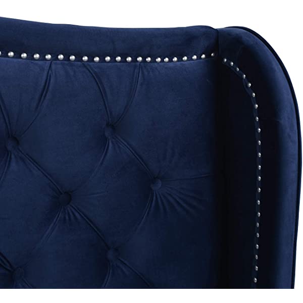 Jennifer Taylor Home Marcella Collection Queen Wingback Tufted Hand-Applied Nail Heads Upholstered Bed, Antique White Antique White Queen