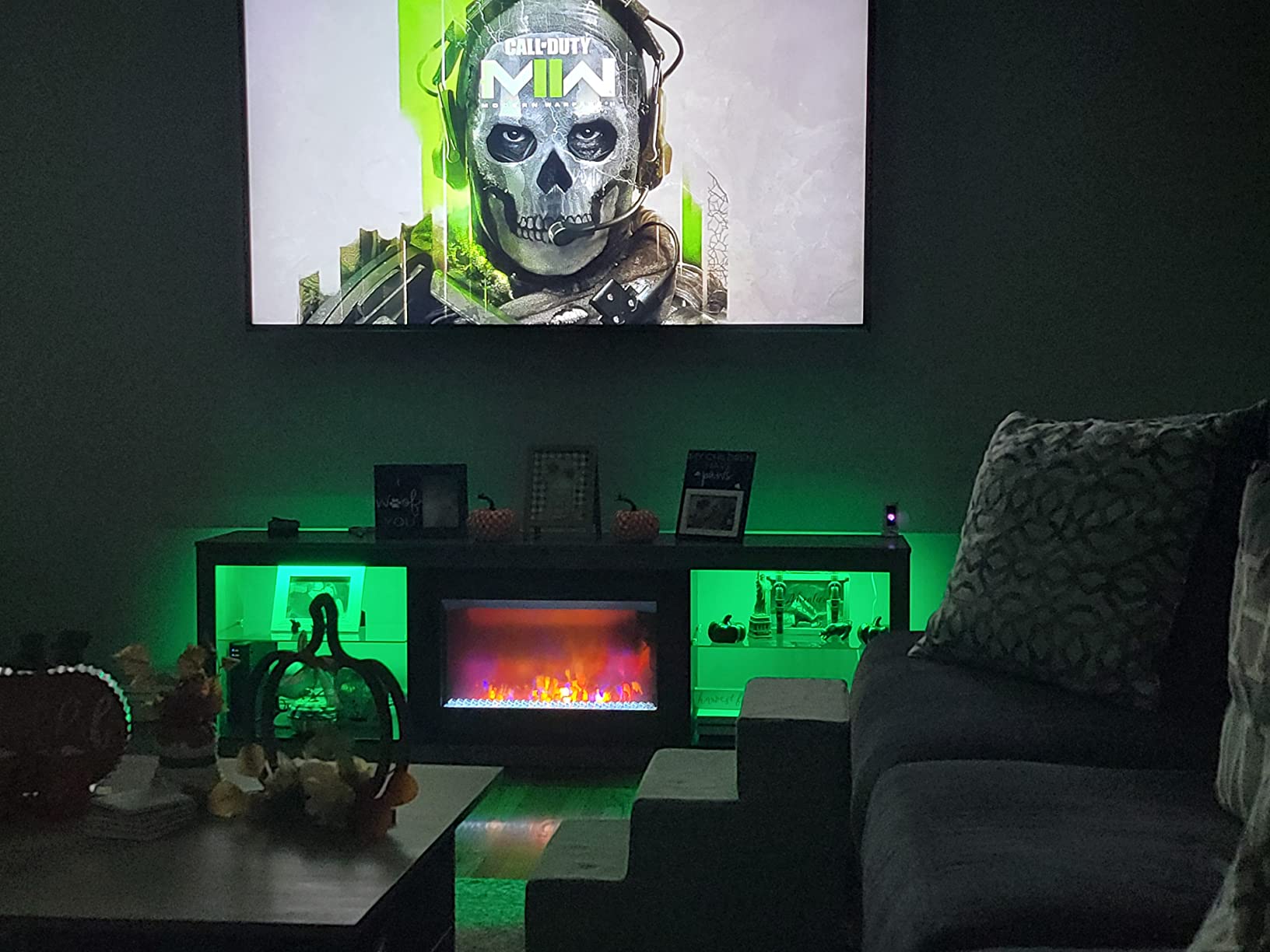 【Furniture】Fireplace TV Stand for 75 inch TV with 23 inch Electric Fireplace, 70 inch Entertainment Center