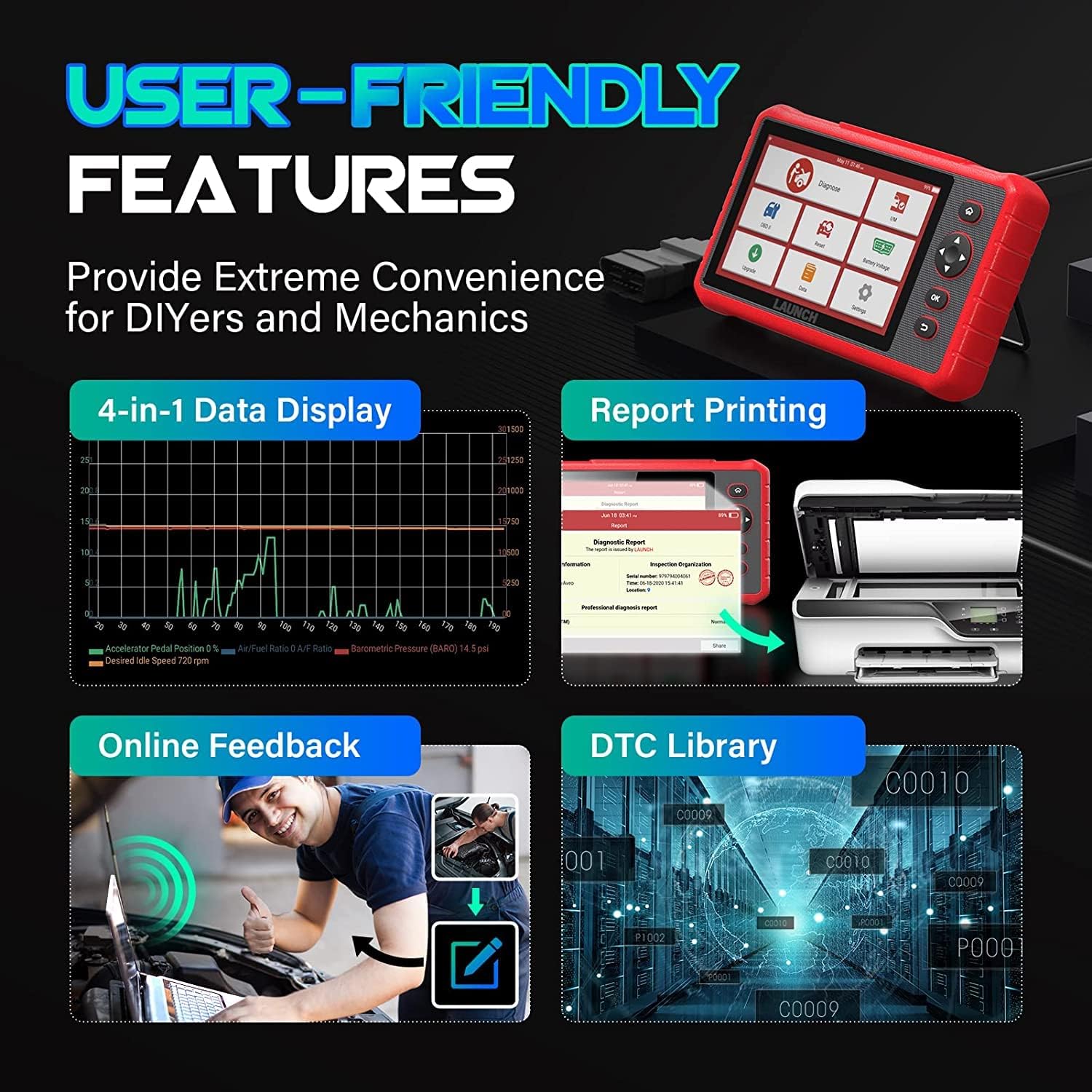 LAUNCH OBD2 Scanner CRP909X with 2-Year Updates, 28+ Service Functions, OE-Level Full System Car Diagnostic Scanner, ABS Bleeding/Injector Coding/IMMO/SAS/TPMS/EPB/BMS, Auto VIN