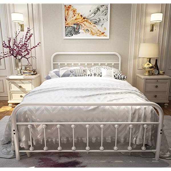 Black Metal Bed Frame Full Size with Headboard and Footboard Single Platform Mattress Base,Metal Tube and Iron-Art Bed（Full,Black） Full Black