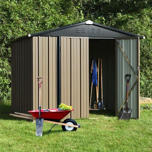 8′ x 6′ Outdoor Storage Sheds, Metal Utility Storage House for Backyard Patio Furniture Garden