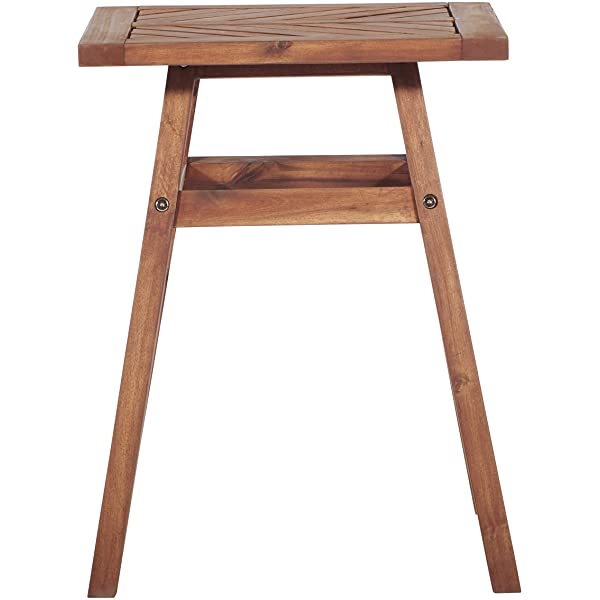 Walker Edison 5 Person Outdoor Wood Chevron Patio Furniture Dining Set Table Chairs Bench All Weather Backyard Conversation Garden Poolside Balcony, 4 Piece, Brown Brown 4 Piece Dining Set