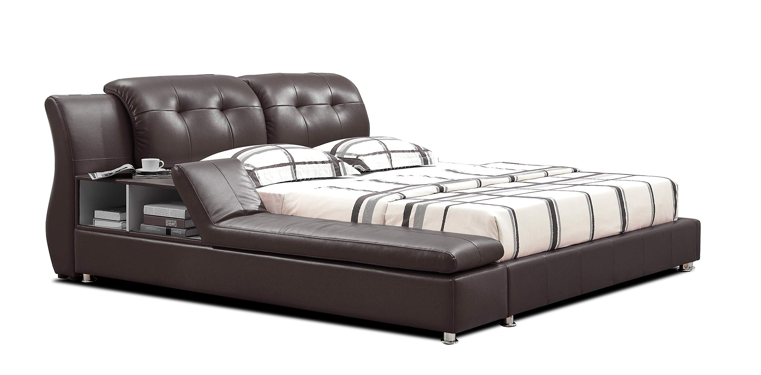 【Furniture】King Size Platform Bed, Luxury Bed Frame, Modern Upholstered Bed, No Box Spring Needed