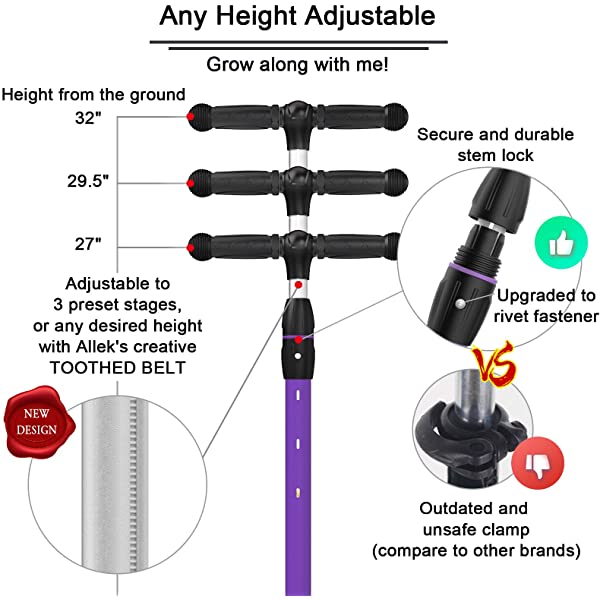 Allek Kick Scooter B03, Lean 'N Glide 3-Wheeled Push Scooter with Extra Wide PU Light-Up Wheels, Any Height Adjustable Handlebar and Strong Thick Deck for Children from 3-12yrs (Rose Pink)