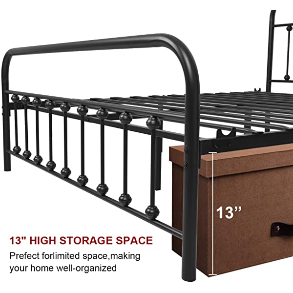 Black Metal Bed Frame Full Size with Headboard and Footboard Single Platform Mattress Base,Metal Tube and Iron-Art Bed（Full,Black） Full Black