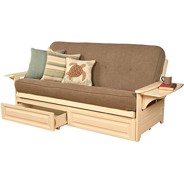 Kodiak Furniture Futon Set, Full, White Suede Navy