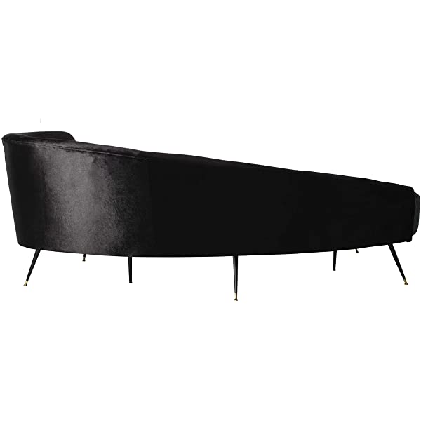 Safavieh Couture Home Evangeline Modern Glam Champagne Velvet and Black Parisian Sofa Champagne/Black