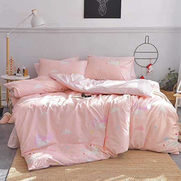 New Cartoon Animals Elephant Print Duvet Cover Sets for Kids 100% Cotton Reversible Soft 3 Pieces Kids Bedding Duvet Cover Pillowcases Kawaii Cloud Bedding Sets, Queen/Full Full/Queen (1 Duvet Cover + 2 Pillowcases) Multi A00 Elephant Bunny Balloon