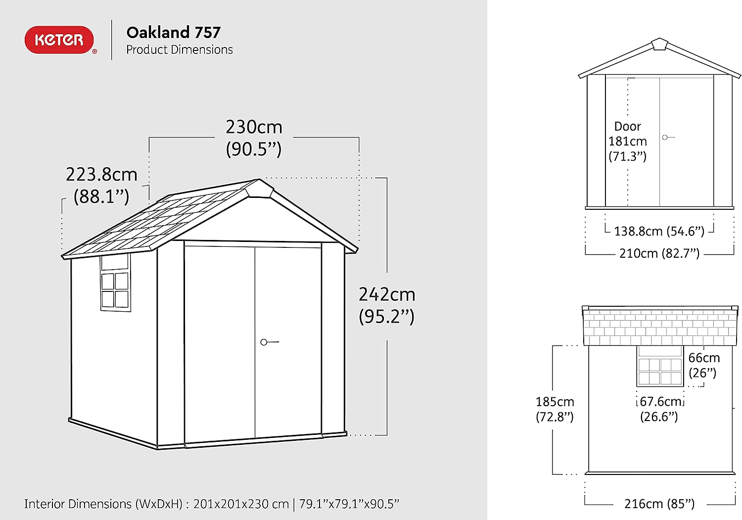 Keter Newton Outdoor Apex Double Door Garden Storage Shed 7.5 x 7ft Brown WPC Wood Look and Feel | Fade Free | All Weather Resistant | Safe and Secure | Zero Maintenance | 15 year Warranty