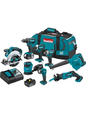 cordless kit combo combination set eight pieces teal battery operated