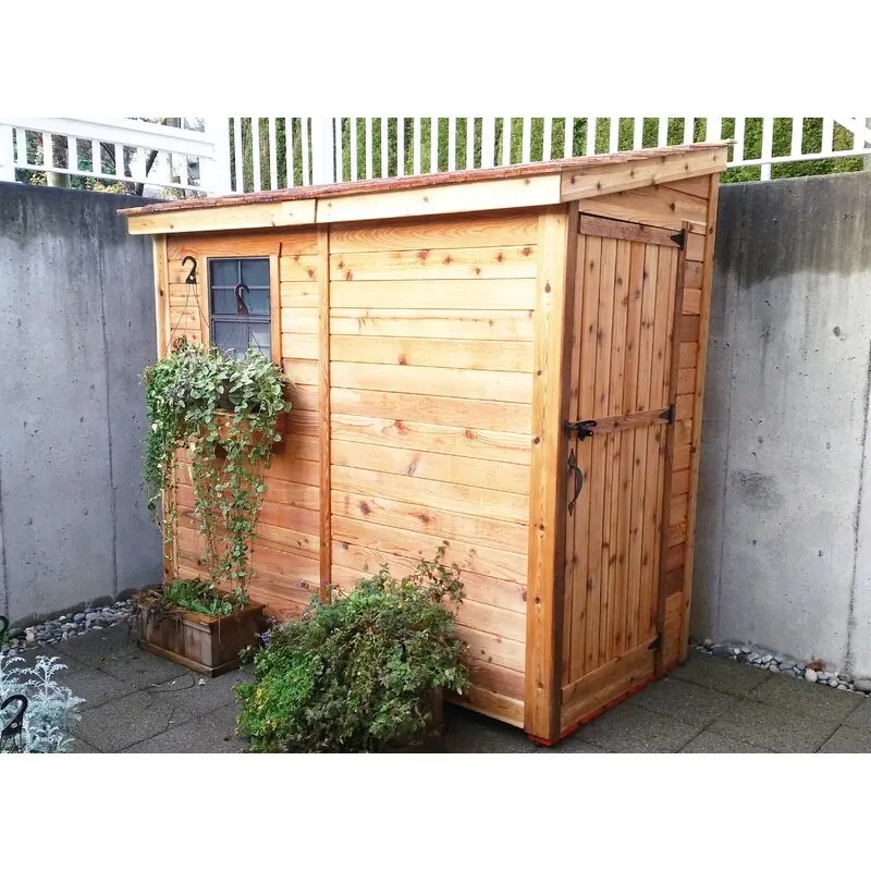 8.5 ft wide x 4.5 ft deep solid wood inclined storage shed