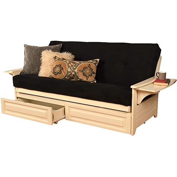 Kodiak Furniture Futon Set, Full, White Suede Navy