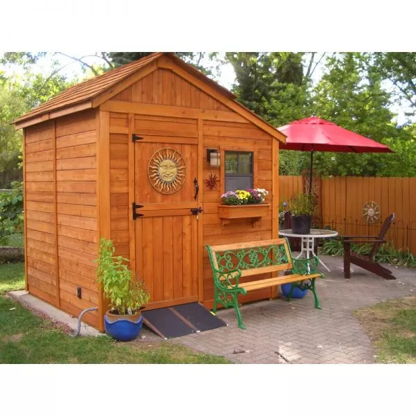 SUNSHED 8 FT. W X 8 FT. SOLID WOOD STORAGE SHED