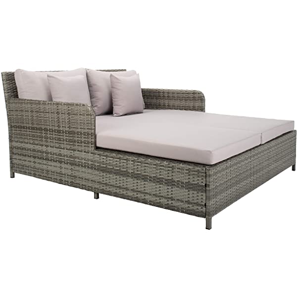 Safavieh Outdoor Collection Cadeo Brown Cushion Daybed PAT7500C, Grey/White