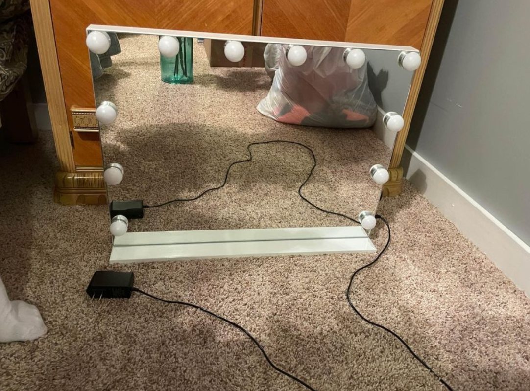 Titoni dressing table set with luminous mirror-dressing table with light, adjustable brightness, large drawer sturdy wooden dressing table, suitable for bedroom studio