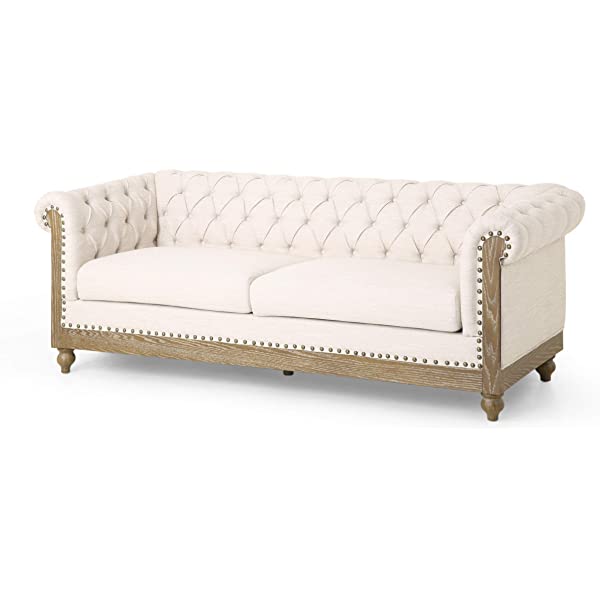 Christopher Knight Home Castalia Sofas, Midnight Black + Dark Brown Midnight Black + Dark Brown Birch Wood