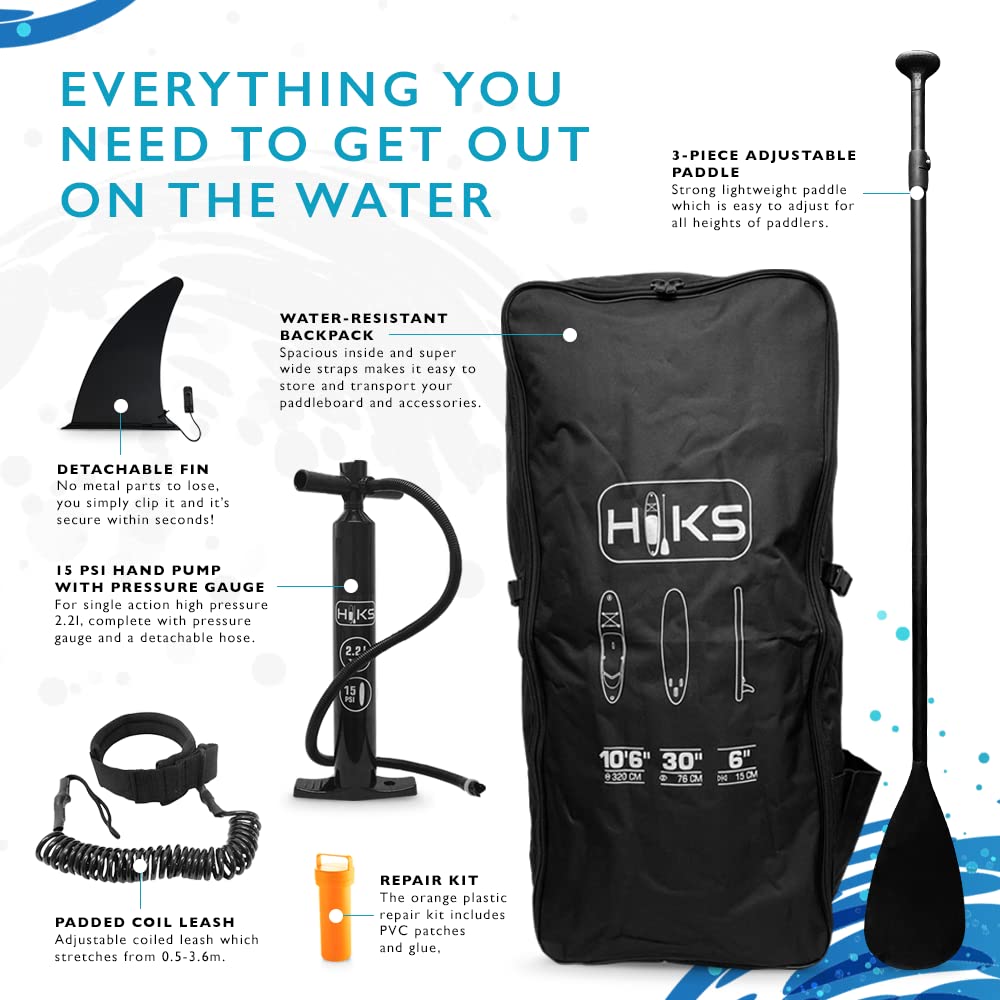 【Sports&Outdoors】【BS】SUP Inflatable Stand Up Paddle Board Set Inc Paddle, Pump, Backpack & Leash